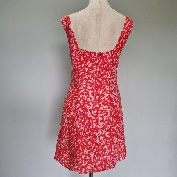 Kookai Rio Pink Sleeveless Abstract Print Drawstring Mini Dress Size 36 - Picture 5 of 8